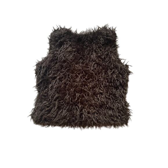 Boden Womens/Teens Faux Fur Vest with one Suede tie in front Size Medium Brown - Picture 2 of 9